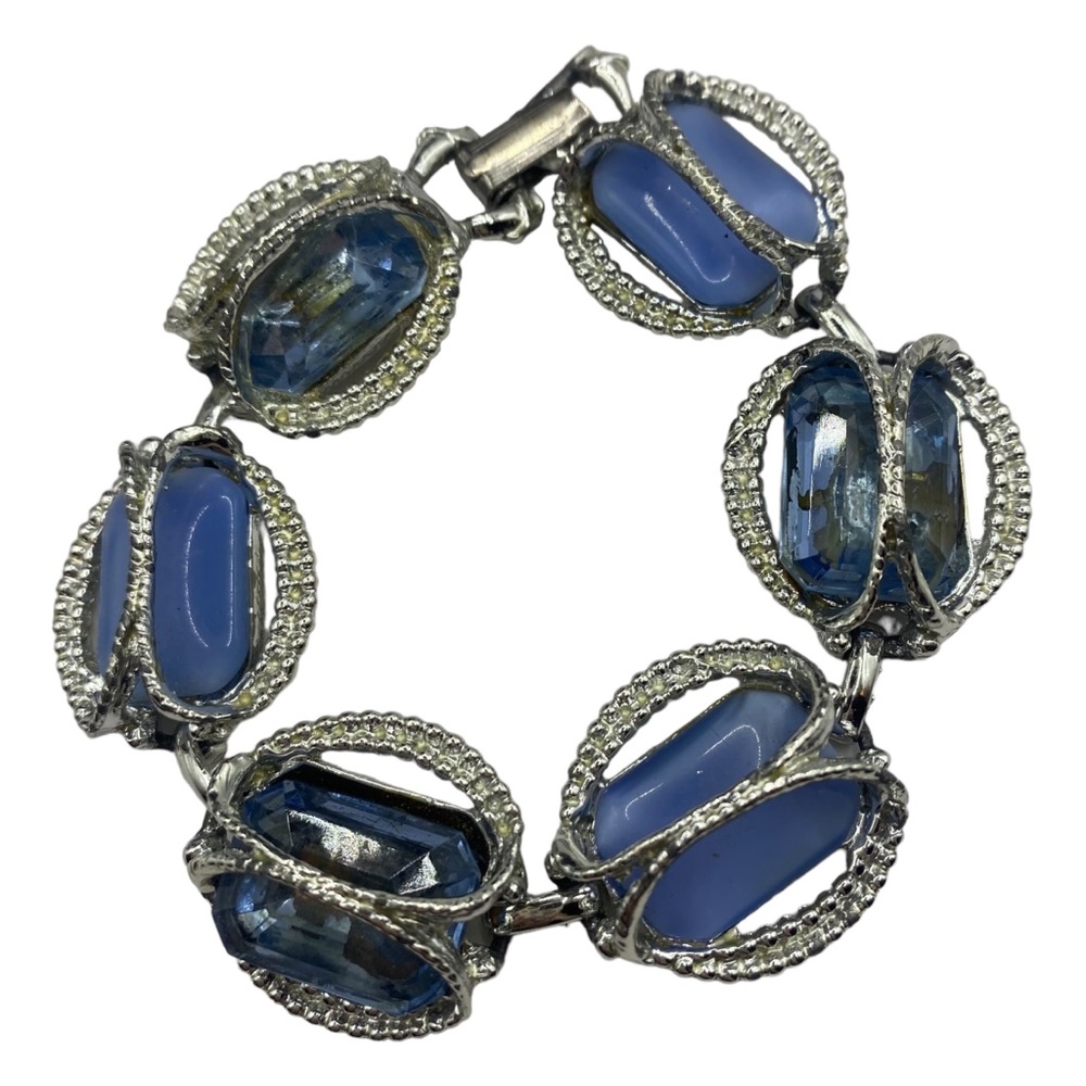 3/$30 Statement Silver/Blue Chunky Bracelet